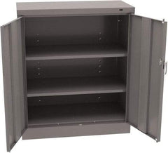 Tennsco - 3 Shelf Locking Storage Cabinet - Steel, 36" Wide x 18" Deep x 42" High, Medium Gray - Eagle Tool & Supply