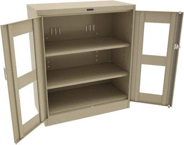 Tennsco - 3 Shelf Visible Storage Cabinet - Steel, 36" Wide x 24" Deep x 42" High, Sand - Eagle Tool & Supply