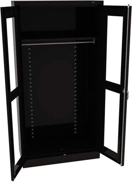 Tennsco - 2 Shelf Wardrobe Storage Cabinet - Steel, 36" Wide x 18" Deep x 72" High, Black - Eagle Tool & Supply