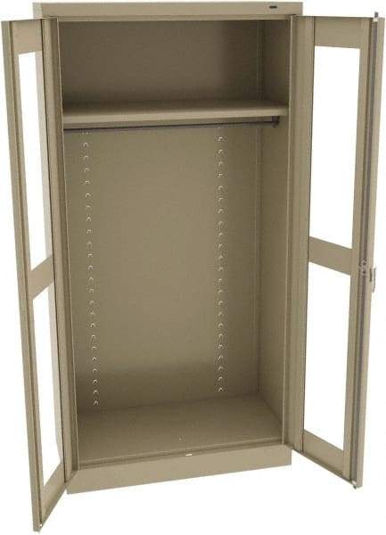 Tennsco - 2 Shelf Wardrobe Storage Cabinet - Steel, 36" Wide x 18" Deep x 72" High, Sand - Eagle Tool & Supply