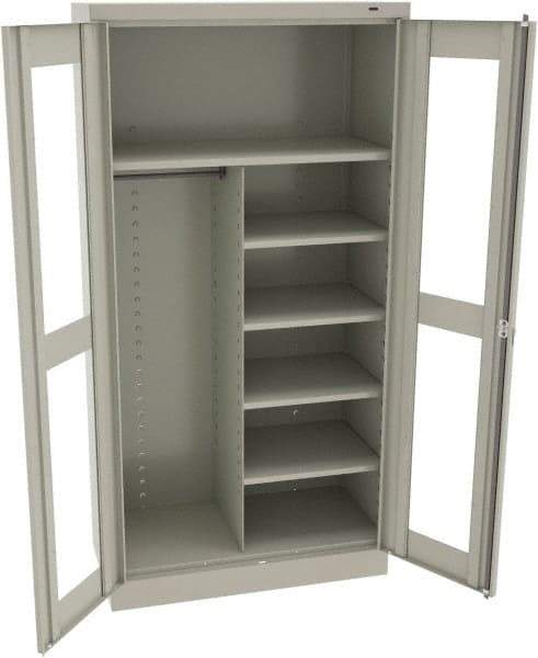 Tennsco - 6 Shelf Combination Storage Cabinet - Steel, 36" Wide x 18" Deep x 72" High, Light Gray - Eagle Tool & Supply