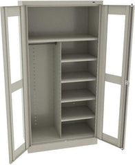 Tennsco - 6 Shelf Combination Storage Cabinet - Steel, 36" Wide x 18" Deep x 72" High, Light Gray - Eagle Tool & Supply