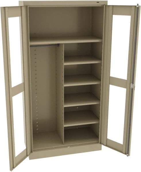 Tennsco - 6 Shelf Combination Storage Cabinet - Steel, 36" Wide x 18" Deep x 72" High, Sand - Eagle Tool & Supply