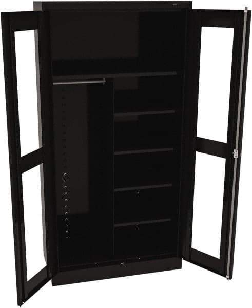 Tennsco - 6 Shelf Combination Storage Cabinet - Steel, 36" Wide x 18" Deep x 72" High, Black - Eagle Tool & Supply