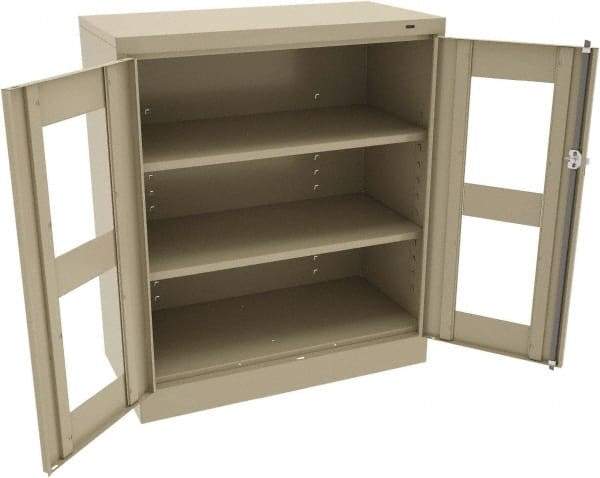 Tennsco - 3 Shelf Visible Storage Cabinet - Steel, 36" Wide x 18" Deep x 42" High, Sand - Eagle Tool & Supply