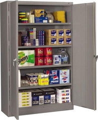Tennsco - 5 Shelf Locking Storage Cabinet - Steel, 48" Wide x 18" Deep x 78" High, Medium Gray - Eagle Tool & Supply