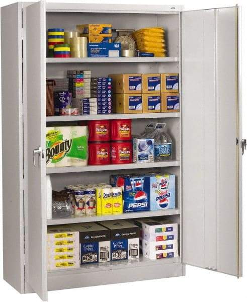 Tennsco - 5 Shelf Locking Storage Cabinet - Steel, 48" Wide x 24" Deep x 78" High, Light Gray - Eagle Tool & Supply