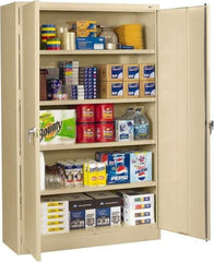 Tennsco - 5 Shelf Locking Storage Cabinet - Steel, 48" Wide x 18" Deep x 78" High, Champagne/Putty - Eagle Tool & Supply