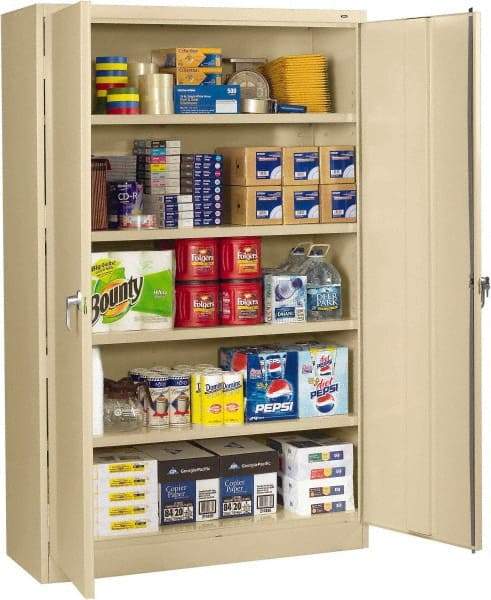 Tennsco - 5 Shelf Locking Storage Cabinet - Steel, 48" Wide x 18" Deep x 78" High, Sand - Eagle Tool & Supply