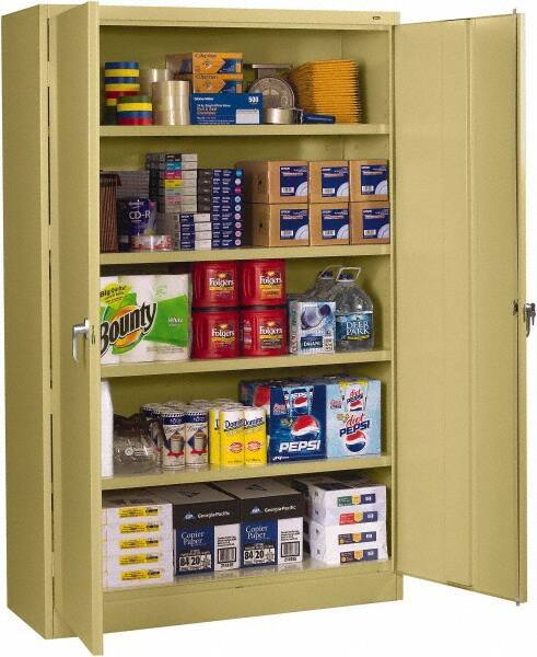 Tennsco - 5 Shelf Locking Storage Cabinet - Steel, 48" Wide x 18" Deep x 78" High, Medium Gray - Eagle Tool & Supply