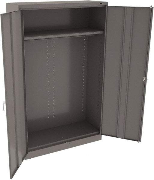 Tennsco - 1 Shelf Wardrobe Storage Cabinet - Steel, 48" Wide x 18" Deep x 78" High, Medium Gray - Eagle Tool & Supply