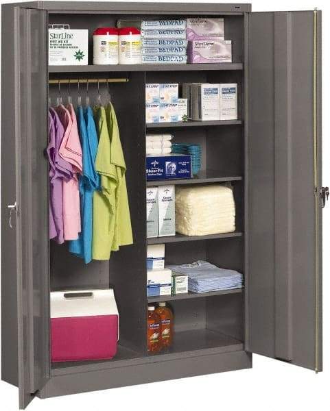 Tennsco - 6 Shelf Combination Storage Cabinet - Steel, 48" Wide x 18" Deep x 78" High, Medium Gray - Eagle Tool & Supply