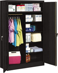 Tennsco - 6 Shelf Combination Storage Cabinet - Steel, 48" Wide x 18" Deep x 78" High, Black - Eagle Tool & Supply
