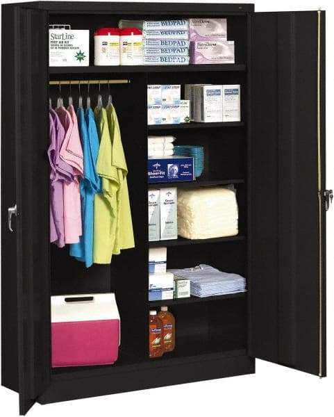 Tennsco - 6 Shelf Locking Storage Cabinet - Steel, 48" Wide x 24" Deep x 78" High, Black - Eagle Tool & Supply