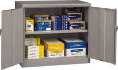 Tennsco - 2 Shelf Locking Storage Cabinet - Steel, 48" Wide x 18" Deep x 42" High, Medium Gray - Eagle Tool & Supply