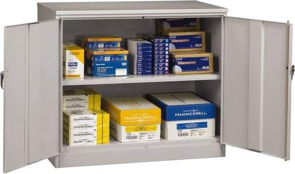Tennsco - 2 Shelf Locking Storage Cabinet - Steel, 48" Wide x 24" Deep x 42" High, Light Gray - Eagle Tool & Supply