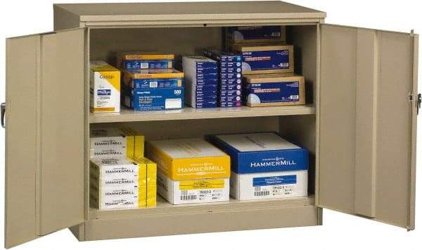 Tennsco - 2 Shelf Locking Storage Cabinet - Steel, 48" Wide x 18" Deep x 42" High, Sand - Eagle Tool & Supply