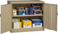 Tennsco - 2 Shelf Locking Storage Cabinet - Steel, 48" Wide x 18" Deep x 42" High, Sand - Eagle Tool & Supply
