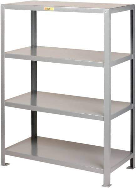 Little Giant - 4 Shelf Starter Heavy-Duty Open Steel Shelving - 2,000 Lb Capacity, 36" Wide x 72" High x 24" Deep, Gray - Eagle Tool & Supply