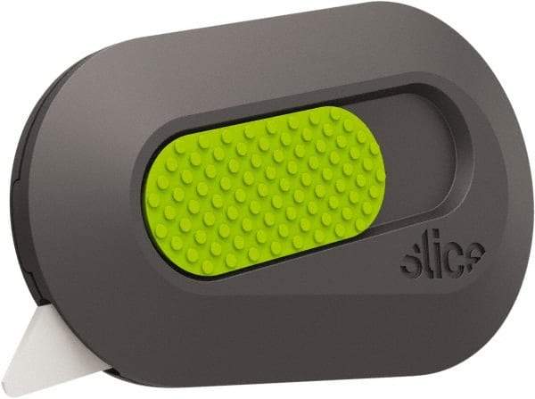 Slice - Retractable Utility Knife - 2-1/2" Blade, Black & Green Rubber Handle, 1 Blade Included - Eagle Tool & Supply