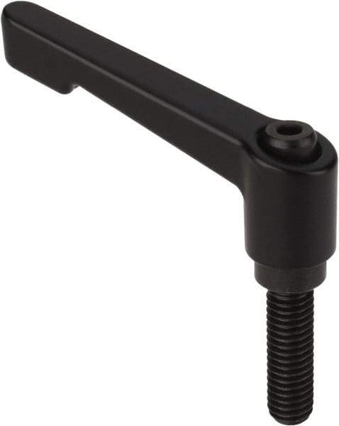 Morton Machine Works - 1/4-20, 0.53" Hub Diam, Die Cast Zinc Stud Type Adjustable Clamping Handle - 0.98" Stud Length, 2.56" OAL, 2-3/4" High - Eagle Tool & Supply