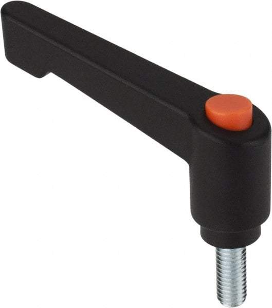 Morton Machine Works - M6, 12mm Hub Diam, Glass Fiber Reinforced Plastic Threaded Stud Adjustable Clamping Handle - 30mm Stud Length, 42mm OAL, 65mm High - Eagle Tool & Supply