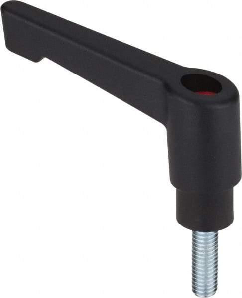 Morton Machine Works - M8, 15mm Hub Diam, Glass Fiber Reinforced Plastic Threaded Stud Adjustable Clamping Handle - 30mm Stud Length, 65mm OAL, 80mm High - Eagle Tool & Supply