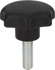 Morton Machine Works - 0.98" Head Diam, 7 Point Scalloped Knob - 1/4-20 Stem, Thermoplastic, Black - Eagle Tool & Supply