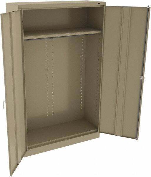 Tennsco - 2 Shelf Wardrobe Storage Cabinet - Steel, 48" Wide x 18" Deep x 78" High, Sand - Eagle Tool & Supply