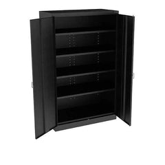Tennsco - 5 Shelf Locking Storage Cabinet - Steel, 48" Wide x 24" Deep x 78" High, Black - Eagle Tool & Supply