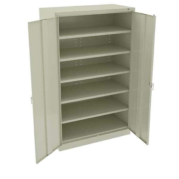Tennsco - 5 Shelf Locking Storage Cabinet - Steel, 48" Wide x 24" Deep x 78" High, Champagne/Putty - Eagle Tool & Supply