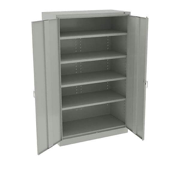 Tennsco - 5 Shelf Locking Storage Cabinet - Steel, 48" Wide x 24" Deep x 78" High, Light Gray - Eagle Tool & Supply