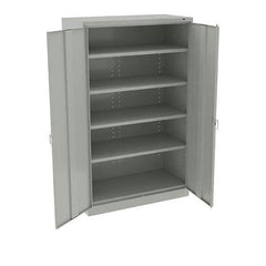 Tennsco - 5 Shelf Locking Storage Cabinet - Steel, 48" Wide x 24" Deep x 78" High, Light Gray - Eagle Tool & Supply
