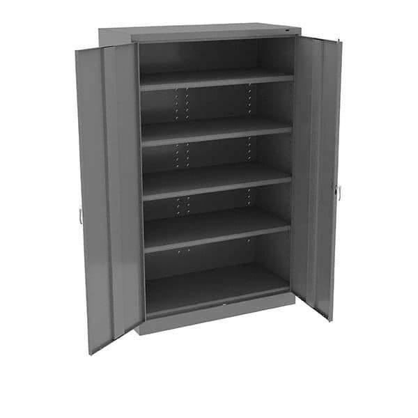 Tennsco - 5 Shelf Locking Storage Cabinet - Steel, 48" Wide x 24" Deep x 78" High, Medium Gray - Eagle Tool & Supply