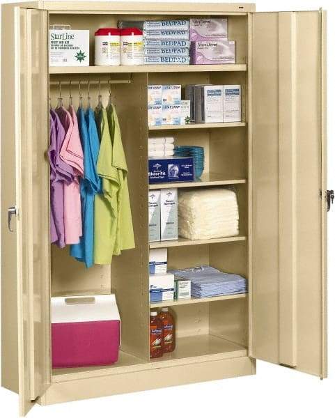 Tennsco - 6 Shelf Wardrobe Storage Cabinet - Steel, 48" Wide x 24" Deep x 78" High, Sand - Eagle Tool & Supply