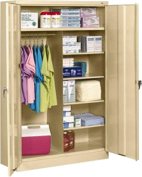 Tennsco - 6 Shelf Wardrobe Storage Cabinet - Steel, 48" Wide x 18" Deep x 78" High, Sand - Eagle Tool & Supply