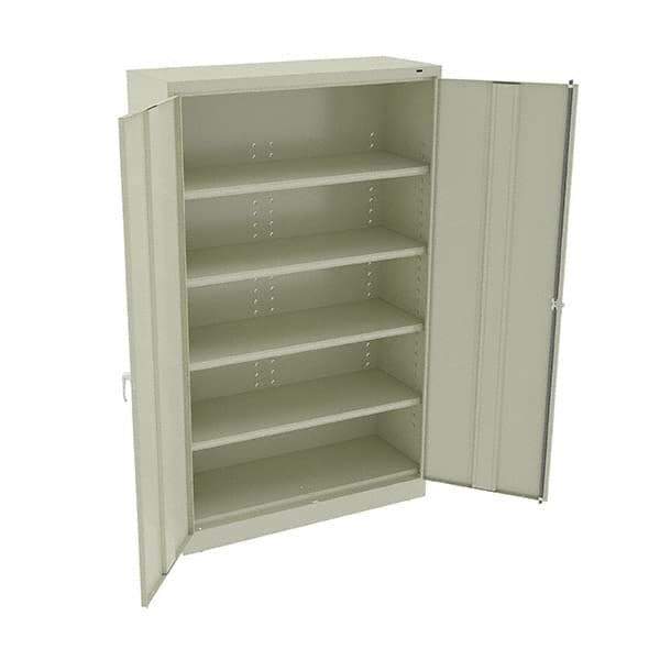 Tennsco - 6 Shelf Wardrobe Storage Cabinet - Steel, 48" Wide x 18" Deep x 78" High, Champagne/Putty - Eagle Tool & Supply