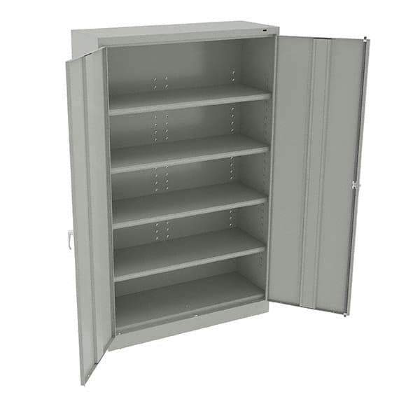 Tennsco - 6 Shelf Wardrobe Storage Cabinet - Steel, 48" Wide x 18" Deep x 78" High, Light Gray - Eagle Tool & Supply