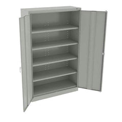 Tennsco - 6 Shelf Wardrobe Storage Cabinet - Steel, 48" Wide x 18" Deep x 78" High, Light Gray - Eagle Tool & Supply