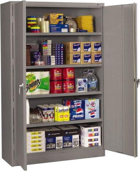 Tennsco - 5 Shelf Locking Storage Cabinet - Steel, 48" Wide x 18" Deep x 78" High, Medium Gray - Eagle Tool & Supply