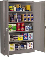 Tennsco - 5 Shelf Locking Storage Cabinet - Steel, 48" Wide x 18" Deep x 78" High, Medium Gray - Eagle Tool & Supply