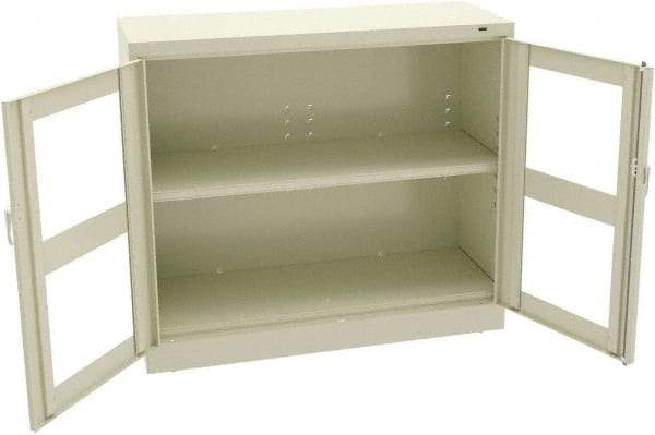 Tennsco - 2 Shelf Visible Storage Cabinet - Steel, 48" Wide x 18" Deep x 42" High, Champagne/Putty - Eagle Tool & Supply