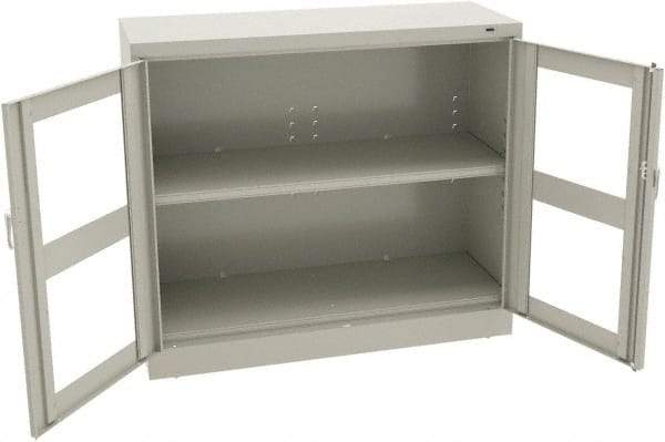 Tennsco - 2 Shelf Visible Storage Cabinet - Steel, 48" Wide x 18" Deep x 42" High, Light Gray - Eagle Tool & Supply