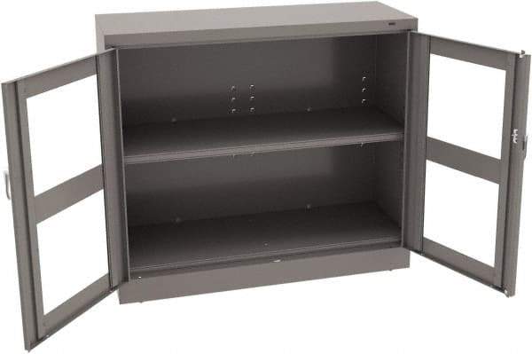 Tennsco - 2 Shelf Visible Storage Cabinet - Steel, 48" Wide x 18" Deep x 42" High, Medium Gray - Eagle Tool & Supply