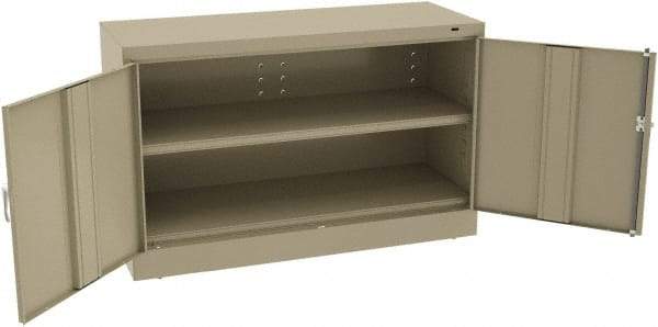 Tennsco - 2 Shelf Locking Storage Cabinet - Steel, 48" Wide x 18" Deep x 30" High, Sand - Eagle Tool & Supply