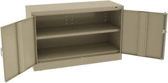 Tennsco - 2 Shelf Locking Storage Cabinet - Steel, 48" Wide x 18" Deep x 30" High, Sand - Eagle Tool & Supply
