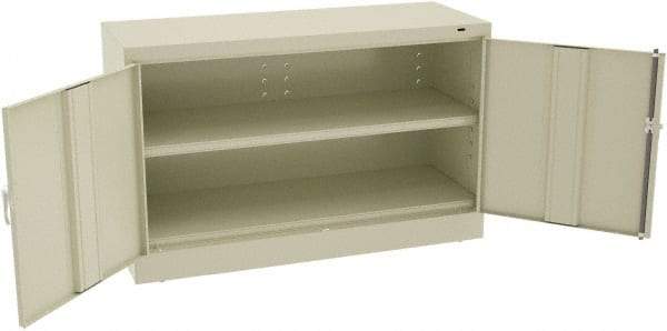 Tennsco - 2 Shelf Locking Storage Cabinet - Steel, 48" Wide x 18" Deep x 30" High, Champagne/Putty - Eagle Tool & Supply