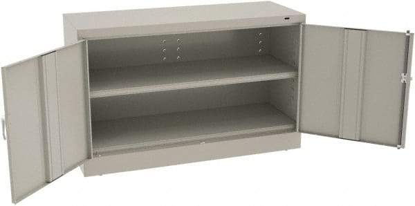 Tennsco - 2 Shelf Locking Storage Cabinet - Steel, 48" Wide x 18" Deep x 30" High, Light Gray - Eagle Tool & Supply