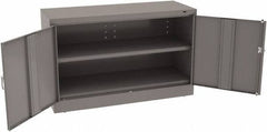 Tennsco - 2 Shelf Locking Storage Cabinet - Steel, 48" Wide x 18" Deep x 30" High, Medium Gray - Eagle Tool & Supply