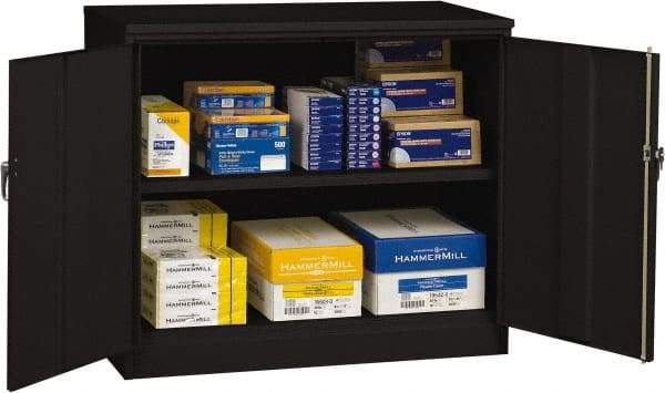 Tennsco - 2 Shelf Locking Storage Cabinet - Steel, 48" Wide x 24" Deep x 42" High, Black - Eagle Tool & Supply